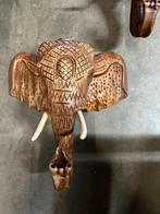 Olifantenkop van hout, handgesneden olifanten, -, -, Nieuw, Ophalen of Verzenden