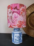 Vintage gemberpot Tafellamp met maatwerk kap, Minder dan 50 cm, Gebruikt, Stof, Vintage