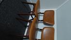 Retro deense stoelen cognac, Huis en Inrichting, Stoelen, Ophalen, Bruin, Hout, Vier