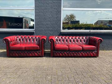 Chesterfield 3+2 zit bankstel rood GRATIS BEZORGD 