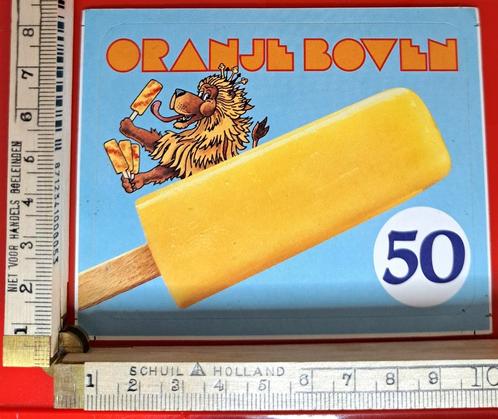 Vintage sticker Voet Oranje boven leeuw ijs prijskaartje, Verzamelen, Stickers, Zo goed als nieuw, Overige typen, Ophalen of Verzenden