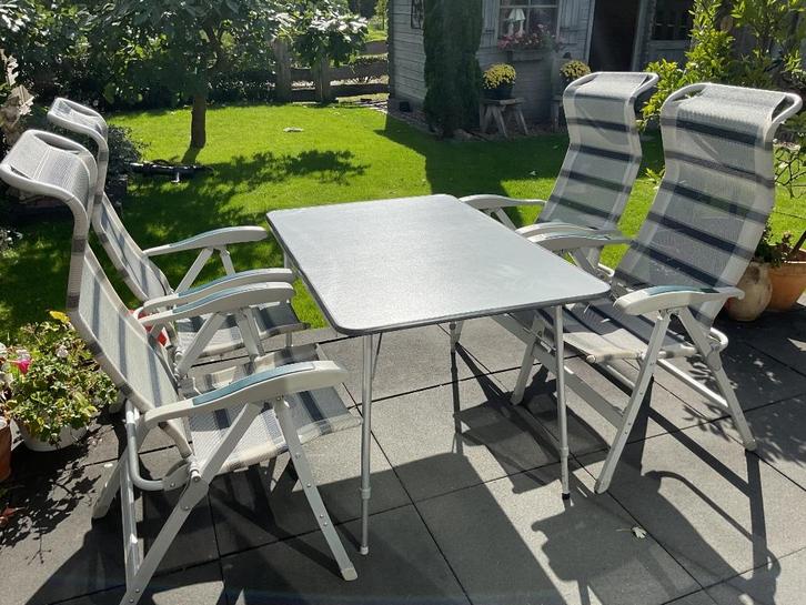 Camping stoelen en tafel, Caravans en Kamperen, Kampeermeubelen, Gebruikt, Campingstoel, Ophalen