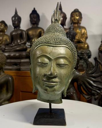 Bronzen Boeddha-hoofd (fragment) 17/19 eeuws beschikbaar voor biedingen
