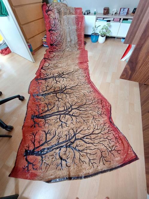 Indiase stof voor Sari, Hobby en Vrije tijd, Stoffen en Lappen, Gebruikt, Katoen, 30 tot 120 cm, 200 cm of meer, Zwart, Ophalen of Verzenden