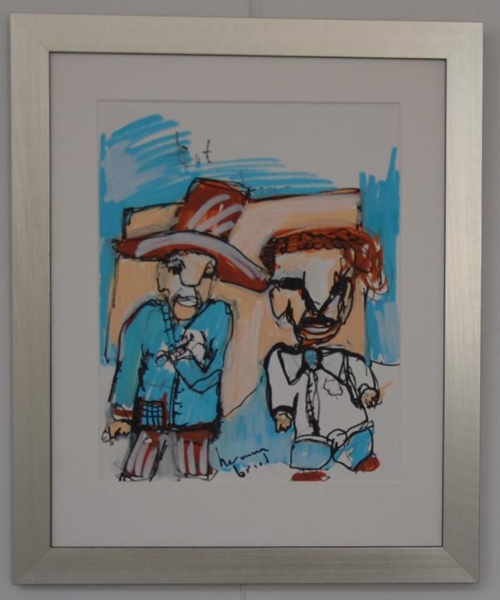 Herman Brood orgineel twee mannen., Antiek en Kunst, Kunst | Schilderijen | Modern, Ophalen