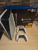 Playstation 5 Slim 1Tb + 2 Controllers, Spelcomputers en Games, Spelcomputers | Sony PlayStation 5, Ophalen, Zo goed als nieuw