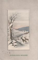 RELIEF KERST HERTEN UIT 1909 ZEER MOOIE OUDE KAART KK122, Verzenden, Voor 1920, Gelopen, Feest(dag)