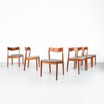 Vintage Deense eetkamerstoelen, Henning Kjaernulf, set van 6, Ophalen, Gebruikt, Overige kleuren, Vijf, Zes of meer stoelen