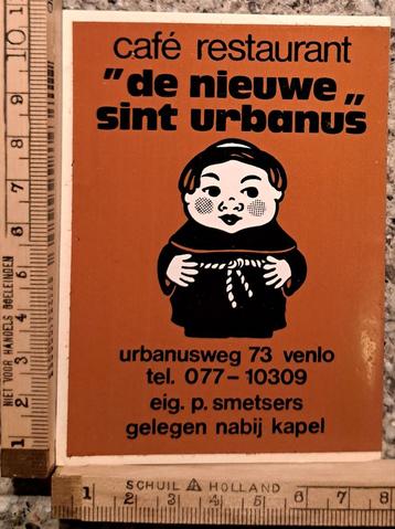 Vintage sticker café restaurant de nieuwe sint Urbanus  beschikbaar voor biedingen