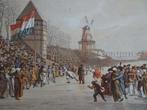 kleurlitho schaatswedstrijd vrouwen Leeuwarden 1805 Tresling, Verzenden