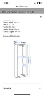 Ikea PAX Kast Frame - 100x35x201 cm - Wit NIEUW, 100 tot 150 cm, 200 cm of meer, Nieuw, Ophalen of Verzenden