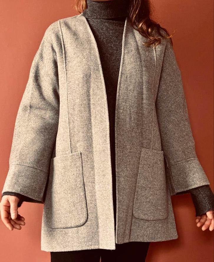 ZARA WOMAN Wollen Kimono Jas - Maat M, Kleding | Dames, Jassen | Zomer, Zo goed als nieuw, Maat 38/40 (M), Grijs, Ophalen of Verzenden