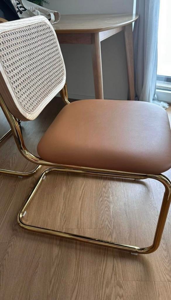 Sklum leather & metalic dining chairs x2, Ophalen, Zo goed als nieuw