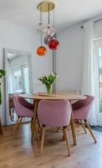 Ronde Eikenhouten Tafel, Huis en Inrichting, Tafels | Eettafels, Ophalen, Gebruikt, Scandinavisch, Vier personen