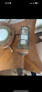 Antieke vintage looplamp scheepslamp hout messing, Ophalen of Verzenden, Gebruikt, Motorboot of Zeilboot