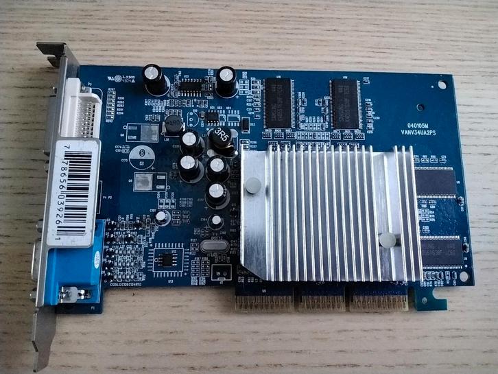 AGP videokaart met Nvidia GeForce FX5200 grafische chip, Computers en Software, Videokaarten, Ophalen of Verzenden
