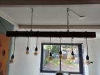 Houten hanglamp; Home made met 7 lampen, Huis en Inrichting, Lampen | Hanglampen, Gebruikt, Ophalen of Verzenden