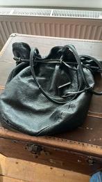Mania zwarte leren tas, tulp model, Ophalen of Verzenden, Zo goed als nieuw, Zwart