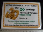 sticker de hoop logo verhuisdozen eerbeek lisse eindhoven, Verzamelen, Stickers, Bedrijf of Vereniging, Zo goed als nieuw, Verzenden