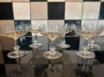Antieke champagne glazen met gravure van Val st Lambert Belg, Antiek en Kunst, Antiek | Glas en Kristal, Ophalen of Verzenden