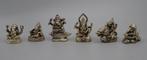 Set 6 Ganesha Beeldjes Diverse Houdingen Verzilverd brons, Verzamelen, Religie, Ophalen of Verzenden, Gebruikt, Beeld(je), Hindoeïsme