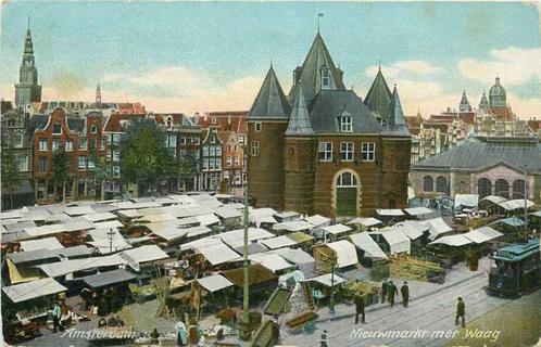 (380-266-009) Amsterdam Nieuwmarkt met Waag, Verzamelen, Ansichtkaarten | Nederland, Noord-Holland, Verzenden