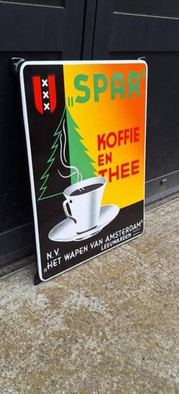 Tof nieuw emaille reclamebord van Spar Koffie en Thee N.V.️ beschikbaar voor biedingen