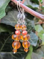 Oorbellen Oker Circle glas mat-kristalglas facet zilver, Sieraden, Tassen en Uiterlijk, Oorbellen, Hangers, Geel, Nieuw, Zilver