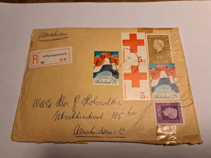 Oude envelop met Nederlandse postzegels, Postzegels en Munten, Postzegels | Eerstedagenveloppen, Beschreven, Nederland, Ophalen of Verzenden