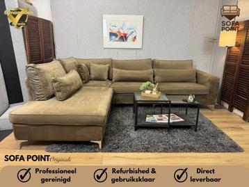 GRATIS LEVERING Luxueuze Champagne Fluwelen Hoekbank beschikbaar voor biedingen