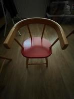 Vintage - Van Dijk- Kinderstoeltje hout met rode zitting, Ophalen of Verzenden, Gebruikt, Stoel(en)