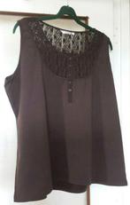 Mooie bruine top met gehaakte accenten. Miss Etam. Mt. 54!, Bruin, Verzenden, Nieuw, Zonder mouw