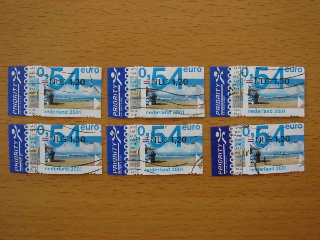 Eurozegels 2001 NVPH 1992 - 6x Invoering Euro Gestempeld, Postzegels en Munten, Postzegels | Nederland, Ophalen of Verzenden, Na 1940