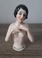 Art Deco Half Doll - Buste dame met boeket, Verzenden