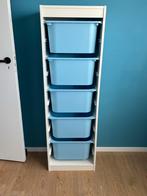 Trofast Ikea 5 bakken blauw, Ophalen, 100 tot 150 cm, Zo goed als nieuw, Met lade(s)