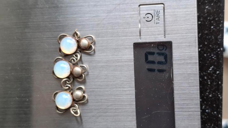 3x Maansteen, Sieraden, Tassen en Uiterlijk, Oorbellen, Zo goed als nieuw, Zilver, Zilver, Ophalen of Verzenden