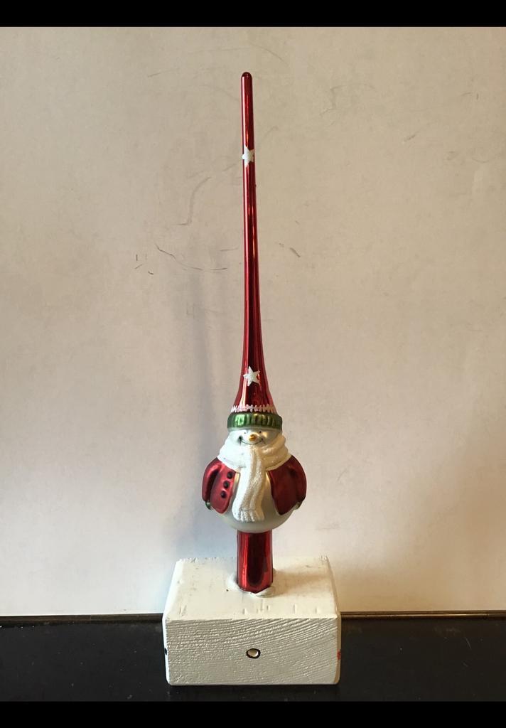 Mooie glazen kerstboom piek met afbeelding v. Kerstman 26 cm, Diversen, Kerst, Ophalen of Verzenden