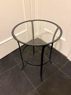 Bijzettafeltje staal en glas rond 47 cm hoog 60, Huis en Inrichting, Tafels | Bijzettafels, Minder dan 55 cm, Metaal of Aluminium