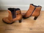 Pierre one cognac leren enkellaarsjes maat 40, Ophalen, Zo goed als nieuw, Bruin