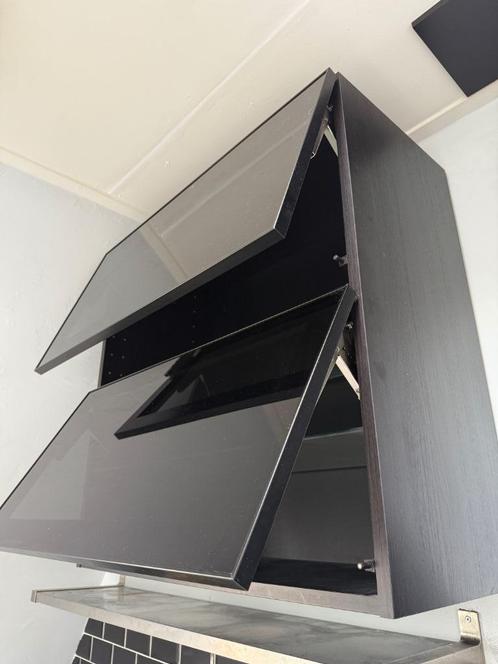 Zwarte IKEA keukenkast METOD rookglas, Huis en Inrichting, Keuken | Keukenelementen, Zo goed als nieuw, Minder dan 100 cm, 50 tot 100 cm