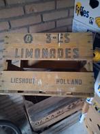 Oude houten 3 - ES glazen  limonades flessen kist (krat), Ophalen of Verzenden, Gebruikt, Minder dan 50 cm, Minder dan 50 cm