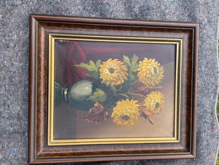 Antiek Schilderij - Bloemenstilleven, Antiek en Kunst, Kunst | Schilderijen | Klassiek, Ophalen of Verzenden
