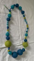 Vilten Ketting Blauw/Groen, Sieraden, Tassen en Uiterlijk, Kettingen, Ophalen of Verzenden, Zo goed als nieuw, Blauw, Overige materialen
