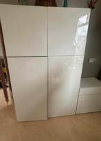 Witte hoogglans kast + ladekast – 121(b) x 41(d) x 194(h), Huis en Inrichting, Kasten | Kledingkasten, Ophalen, Gebruikt, 100 tot 150 cm