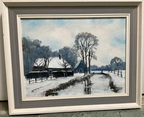 Olieverf - Jan KELDERMAN - Sneeuwlandschap - 40x30cm, Antiek en Kunst, Kunst | Schilderijen | Klassiek, Ophalen