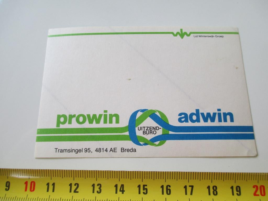 sticker breda prowin adwin uitzendburo tramsingel 95, Ophalen, Zo goed als nieuw