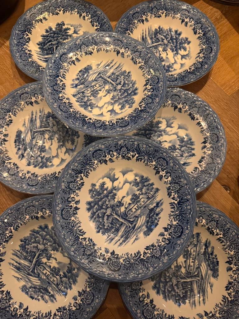 Borden staffordshire country style 10 stuks, Huis en Inrichting, Ophalen of Verzenden, Gebruikt, Bord
