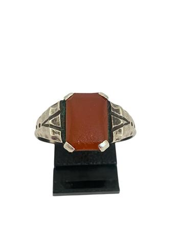 Antieke zilveren Art Deco ring met carneool, maat 20,5 beschikbaar voor biedingen
