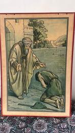 Oude schoolplaat bijbels figuur, Antiek en Kunst, Ophalen