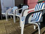 4 Tuinstoelen met kussens - zo goed als nieuw !, Tuin en Terras, Ophalen, Zo goed als nieuw, Kunststof, Stapelbaar